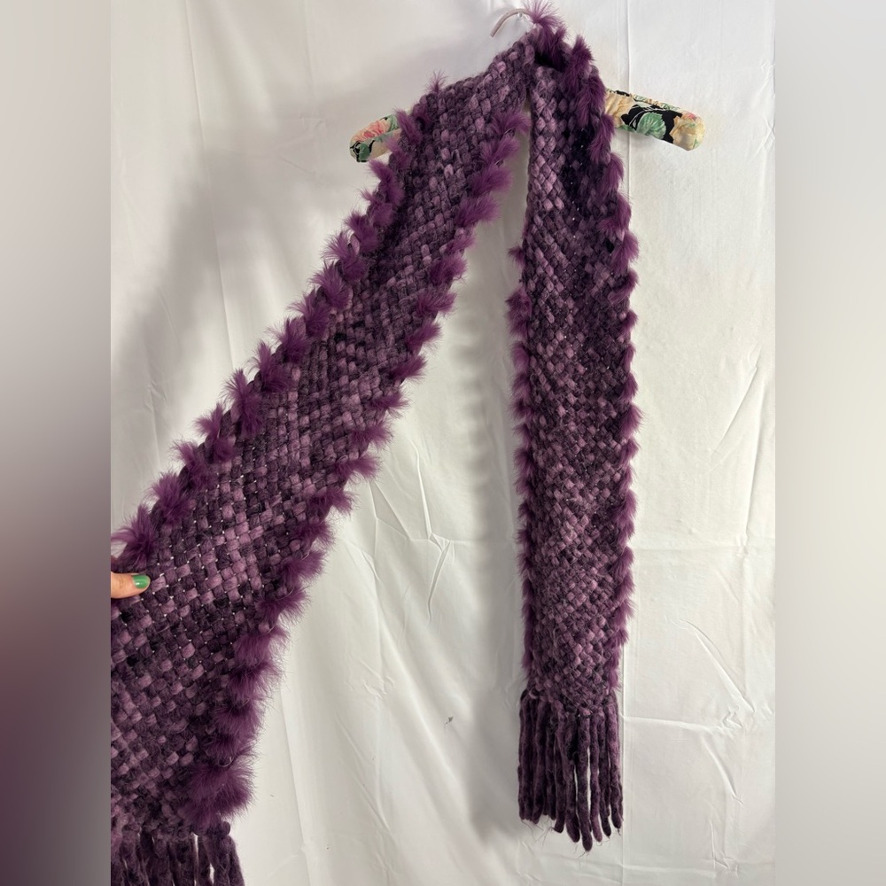 Y2K Purple‎ Fuzzy Knit Scarf